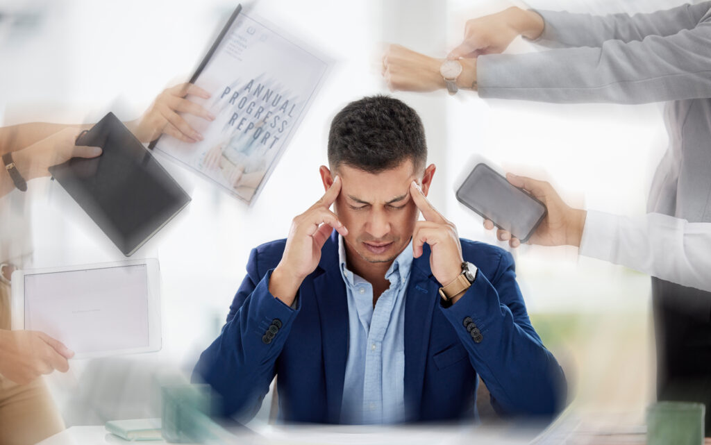 stressed man at work